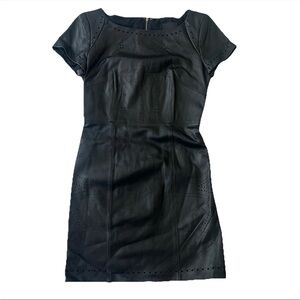 Aryn K Women’s Sheath Dress S Laser Cut Genuine Leather Edgy Holiday NYE Party